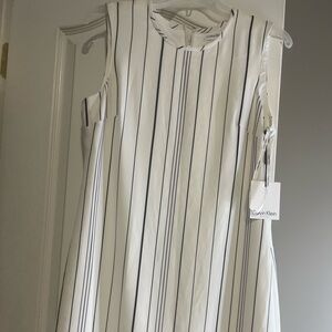 Calvin Klein White and Black Striped Dress